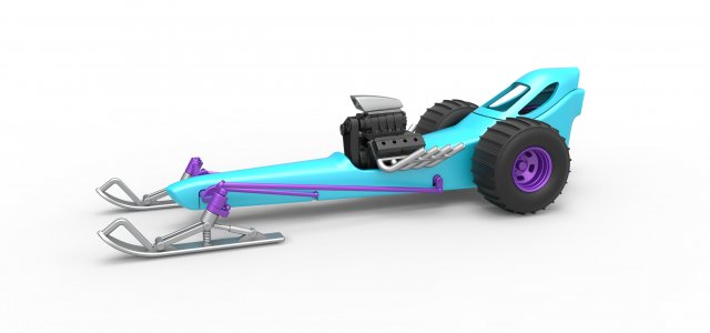 Front engine old school snow dragster Scale 1 to 25 3D 프린트 모델 .c4d .max .obj .3ds .fbx .stl .blend 