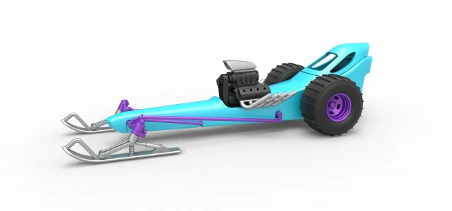 Front engine old school snow dragster Scale 1 to 25 3D Print Model .c4d .max .obj .3ds .fbx .stl .blend 