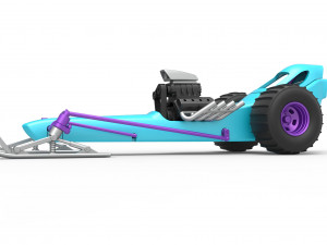 Front engine old school snow dragster Scale 1 to 25 3D 프린트 모델