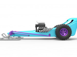 Front engine old school snow dragster Scale 1 to 25 3D 프린트 모델