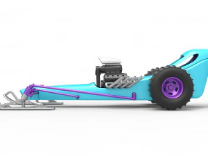 Front engine old school snow dragster Scale 1 to 25 3D Print Model