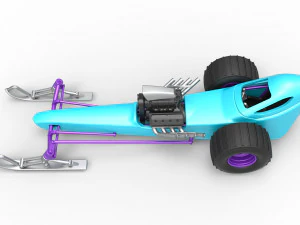 Front engine old school snow dragster Scale 1 to 25 3D Print Model