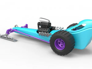 Front engine old school snow dragster Scale 1 to 25 3D Print Model