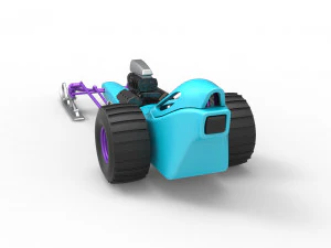 Front engine old school snow dragster Scale 1 to 25 3D Print Model