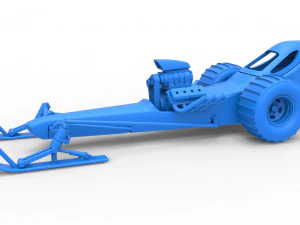 Front engine old school snow dragster Scale 1 to 25 3D Print Model