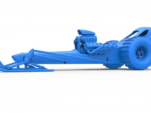 Front engine old school snow dragster Scale 1 to 25 3D 프린트 모델