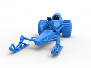 Front engine old school snow dragster Scale 1 to 25 3D Print Model