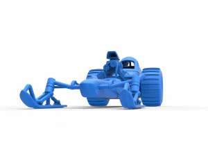 Front engine old school snow dragster Scale 1 to 25 3D Print Model