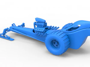 Front engine old school snow dragster Scale 1 to 25 3D Print Model