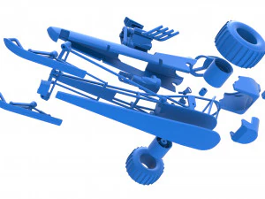 Front engine old school snow dragster Scale 1 to 25 3D Print Model