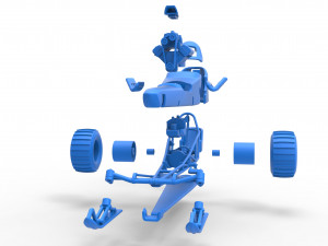 Front engine old school snow dragster Scale 1 to 25 3D 프린트 모델