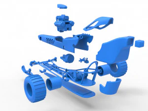 Front engine old school snow dragster Scale 1 to 25 3D Print Model