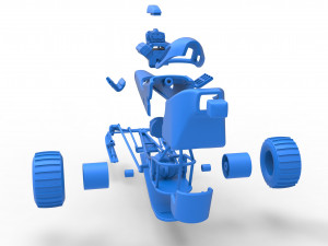 Front engine old school snow dragster Scale 1 to 25 3D 프린트 모델