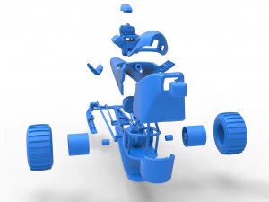 Front engine old school snow dragster Scale 1 to 25 3D Print Model