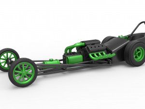 Front engine old school dragster with V8 Version 2 Scale 1 to 25 3D-printmodel