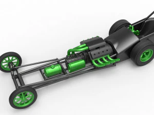Front engine old school dragster with V8 Version 2 Scale 1 to 25 3D Print Model