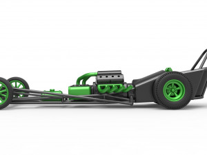 Front engine old school dragster with V8 Version 2 Scale 1 to 25 3D Принт Модель