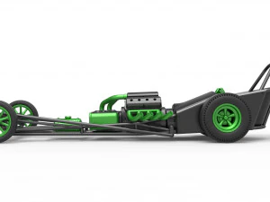 Front engine old school dragster with V8 Version 2 Scale 1 to 25 3D Print Model
