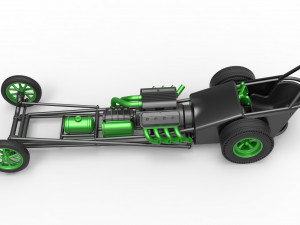 Front engine old school dragster with V8 Version 2 Scale 1 to 25 3D Принт Модель