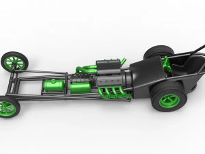 Front engine old school dragster with V8 Version 2 Scale 1 to 25 3D Print Model