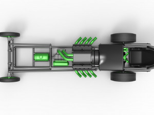 Front engine old school dragster with V8 Version 2 Scale 1 to 25 3D Принт Модель