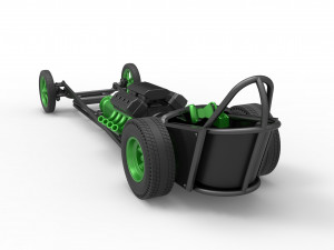 Front engine old school dragster with V8 Version 2 Scale 1 to 25 3D Принт Модель