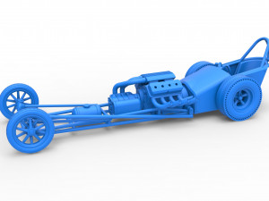 Front engine old school dragster with V8 Version 2 Scale 1 to 25 3D Принт Модель
