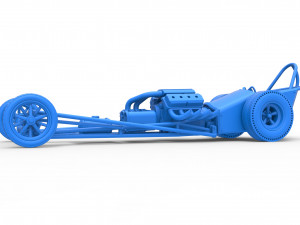 Front engine old school dragster with V8 Version 2 Scale 1 to 25 3D Принт Модель