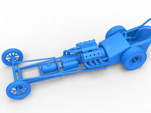 Front engine old school dragster with V8 Version 2 Scale 1 to 25 3D Print Model