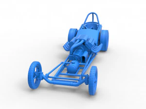 Front engine old school dragster with V8 Version 2 Scale 1 to 25 3D Print Model