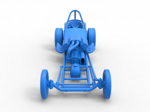 Front engine old school dragster with V8 Version 2 Scale 1 to 25 3D Принт Модель