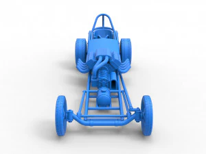 Front engine old school dragster with V8 Version 2 Scale 1 to 25 3D Print Model