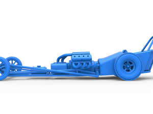 Front engine old school dragster with V8 Version 2 Scale 1 to 25 3D Принт Модель