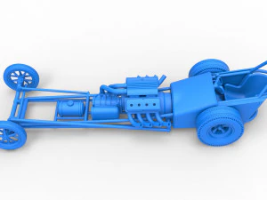Front engine old school dragster with V8 Version 2 Scale 1 to 25 3D Print Model