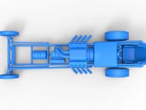 Front engine old school dragster with V8 Version 2 Scale 1 to 25 3D Print Model