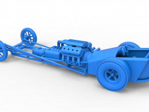 Front engine old school dragster with V8 Version 2 Scale 1 to 25 3D Принт Модель