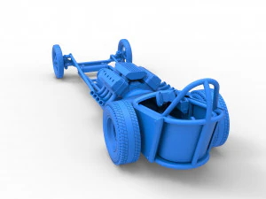 Front engine old school dragster with V8 Version 2 Scale 1 to 25 3D Print Model