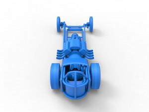 Front engine old school dragster with V8 Version 2 Scale 1 to 25 3D Принт Модель