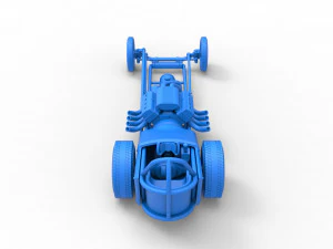 Front engine old school dragster with V8 Version 2 Scale 1 to 25 3D Print Model