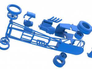Front engine old school dragster with V8 Version 2 Scale 1 to 25 3D Принт Модель