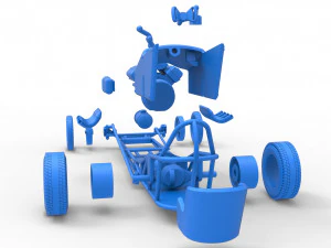 Front engine old school dragster with V8 Version 2 Scale 1 to 25 3D Print Model