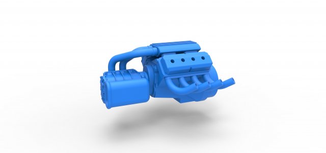 Engine V8 with Potvin Supercharger Scale 1 to 25 3D Принт Модель .c4d .max .obj .3ds .fbx .stl .blend 