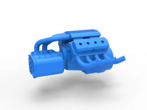 Motor V8 com Potvin Supercharger Escala 1 a 25 Modelo de Impressão 3D