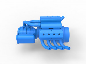 Engine V8 with Potvin Supercharger Scale 1 to 25 3D Принт Модель