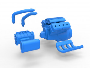 Engine V8 with Potvin Supercharger Scale 1 to 25 3D Принт Модель