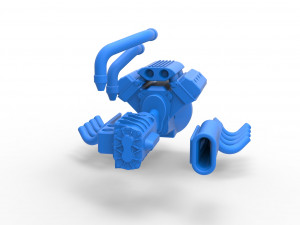 Engine V8 with Potvin Supercharger Scale 1 to 25 3D Принт Модель