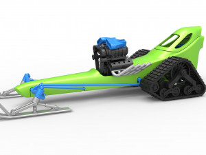 Front engine old school snow dragster Version 2 Scale 1 to 25 3D-printmodel