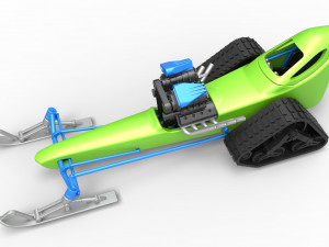 Front engine old school snow dragster Version 2 Scale 1 to 25 3D Print Model