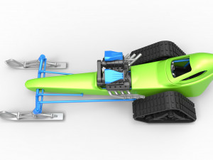 Front engine old school snow dragster Version 2 Scale 1 to 25 3D Print Model