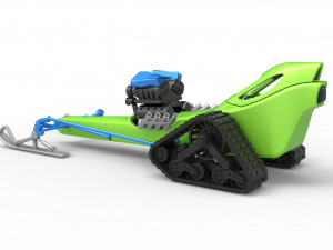 Front engine old school snow dragster Version 2 Scale 1 to 25 3D Print Model